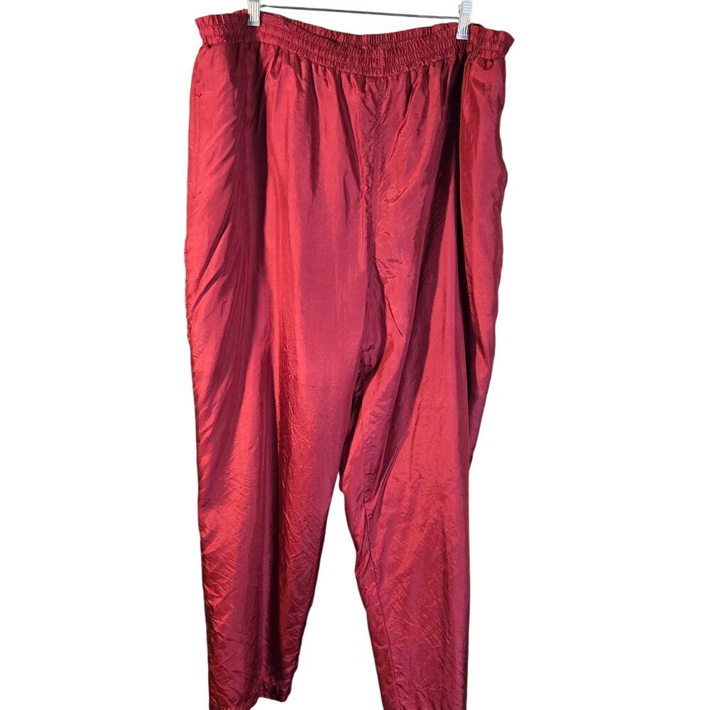 Vintage 2X Premium 100% Silk Red Pull On Pants/Trousers [0460]